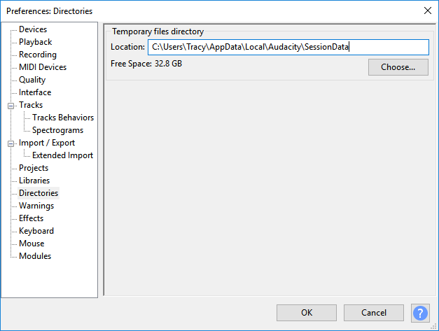 Find Audacity in temporary folder.